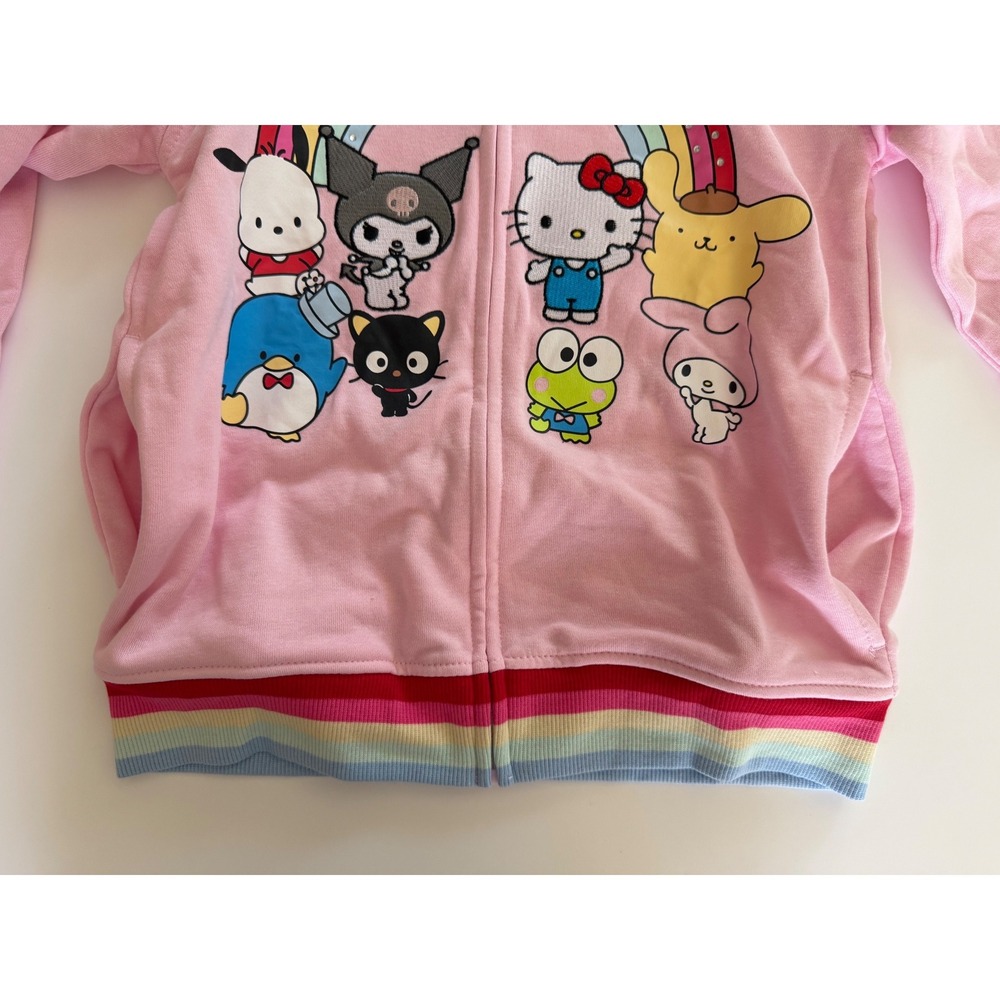 Hello Kitty and Friends Sanrio Girls Pink Rainbow Zip Up Hoodie Large 10/12 NWOT - Picture 10 of 10